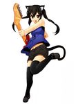  animal_ears cat_ears cat_tail guitar highres iga_tamaki instrument k-on! nakano_azusa shorts solo tail thighhighs 