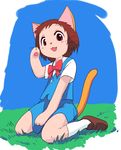  animal_ears bad_id bad_pixiv_id cat_ears cat_paws cat_tail furry grass neko_no_ongaeshi paws ringoman school_uniform sitting socks solo tail wariza white_legwear yoshioka_haru 