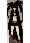  absurdres belt black_hair black_rock_shooter black_rock_shooter_(character) blue_eyes highres huke long_hair midriff pale_skin solo 