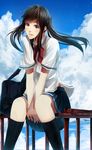  a.q.u.a bad_id bad_pixiv_id bag brown_eyes brown_hair lips original school_uniform sitting skirt solo twintails 