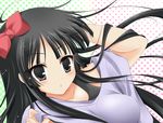  akiyama_mio bad_id bad_pixiv_id black_eyes black_hair casual highres k-on! listen!! long_hair minakami_rinka solo 