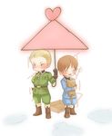  ai_ai_gasa axis_powers_hetalia blush box cat germany_(hetalia) kusakabe_tokuya lowres multiple_boys northern_italy_(hetalia) shared_umbrella standing umbrella 