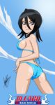  beach bikini black_hair bleach blue_sky cleavage clouds hand_on_hip kuchiki_rukia looking_back medium_breasts pose purple_eyes sexy short_hair sky sunshine violet_eyes 