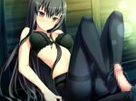  amakura black_hair bra censored game_cg panties pantyhose penis underwear worlds_and_world&#039;s_end yazama_fumika 