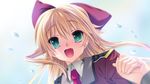  blonde_hair charlotte_tiger close fang game_cg green_eyes itoshii_kanojo_no_mamorikata petals seifuku senomoto_hisashi 