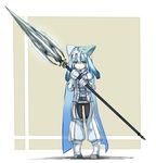  blue_eyes blue_hair ganesagi hat highres polearm shirogane_usagi shiroganeusagi spear weapon 