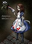 alice alice_(wonderland) alice_in_wonderland american_mcgee&#039;s_alice american_mcgee's_alice blood brown_hair hat knife uranoyoru 