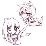  :p artist_request chibi lowres monochrome panty_&amp;_stocking_with_garterbelt panty_(character) panty_(psg) sketch smile stocking_(character) stocking_(psg) tongue tongue_out 