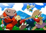  crossover dragon_ball dragonball hitmonchan hitmonlee kuririn matt_cummings metapod piccolo pokemon son_gokuu vegeta wooper 