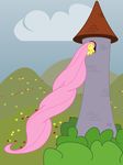  equine female fluttershy_(mlp) friendship_is_magic my_little_pony pegasus pink_hair rapunzel tower 