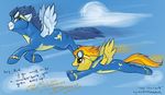  female feral friendship_is_magic fur horse male mammal my_little_pony pegasus soarin_(mlp) spitfire_(mlp) unknown_artist wings wonderbolts_(mlp) yellow yellow_fur 