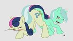  blush bonbon_(mlp) cutie_mark equine female feral friendship_is_magic horn horse lesbian lyra_(mlp) lyra_heartstrings_(mlp) mammal my_little_pony okiedokielowkey plain_background pony sex unicorn white_background 