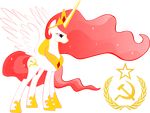  ? absurd_res communism cutie_mark equine female feral friendship_is_magic hair hammer_and_sickle hi_res horn horse long_hair mammal my_little_pony pegacorn princess princess_celestia_(mlp) red_eyes red_hair royalty solo soviet star tiara unknown_artist ussr winged_unicorn wings 