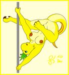  anus breasts claws dancing female flexible leza_zingy lizard nipples nude pole pole_dance pole_dancing pussy reptile scalie sen-en solo stripper_pole tail upside_down yellow yellow_body 