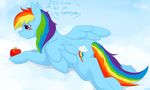  &hearts; apple blackfury blue_fur blush cloud equine female feral friendship_is_magic fruit fur mammal my_little_pony pegasus rainbow_dash_(mlp) solo wings 