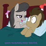  austin_powers bed black_hair bow_tie doctor_whoof_(mlp) doctor_whooves_(mlp) equine female feral friendship_is_magic hair horse in_bed madmax male mammal my_little_pony octavia_(mlp) pony shock shocked unknown_artist 