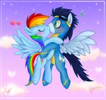  blue_fur cutie_mark equine eyewear female feral friendship_is_magic fur goggles kissing male mammal mn27 my_little_pony pegasus rainbow_dash_(mlp) skinsuit soarin_(mlp) wings wonderbolts_(mlp) 