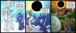  blue_hair cloud clouds comic cub cutie_mark eclipse equine female feral friendship_is_magic hair horn horse human humor lunar_eclipse madmax male mammal mayan moon multi-colored_hair my_little_pony open_mouth pegacorn pony princess princess_celestia_(mlp) princess_luna_(mlp) royalty sibling sisters solar_eclipse sun tiara winged_unicorn wings young younger 
