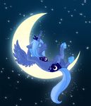  blue cartoonlion crescent_moon crown equine female feral friendship_is_magic hair horn horns horse mammal moon my_little_pony pegacorn pony princess_luna_(mlp) solo space stars winged_unicorn wings 
