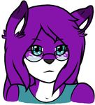  canine clothing dani_(daniruu) daniruu ears eyewear female fox fur glasses hair mammal plain_background purple purple_fur purple_hair shirt solo tank_top white_background 