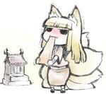  animal_ears bad_id bad_pixiv_id blonde_hair character_request chibi copyright_request fox_ears fox_tail multiple_tails solo tail ume_(noraneko) 