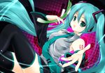  aqua_eyes aqua_hair aqua_nails bad_id bad_pixiv_id bare_shoulders beckoning foreshortening hatsune_miku juna long_hair looking_at_viewer nail_polish necktie open_mouth outstretched_hand smile solo spring_onion thighhighs vocaloid 