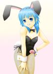  animal_ears ayato bad_id bad_pixiv_id blue_eyes blue_hair bow bowtie bunny_ears bunny_girl bunny_tail bunnysuit covered_nipples fishnet_pantyhose fishnets flat_chest highres leotard lyrical_nanoha mahou_shoujo_lyrical_nanoha_strikers numbers_(nanoha) pantyhose sein_(nanoha) solo tail wrist_cuffs 