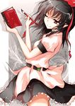  alphes_(style) bad_id bad_pixiv_id black_hair calligraphy_brush hat looking_away neo1031 one_eye_closed paintbrush parody pointy_ears red_eyes shameimaru_aya smile solo style_parody tokin_hat touhou 