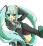  bad_id bad_pixiv_id blush detached_sleeves green_eyes green_hair hatsune_miku long_hair necktie sitting skirt solo tetsu_tissue thighhighs twintails very_long_hair vocaloid 