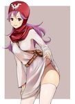  dragon_quest dragon_quest_ii dress dress_lift hood long_hair princess_of_moonbrook purple_eyes purple_hair shigureteki solo thighhighs 