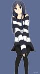  akiyama_mio bad_id bad_pixiv_id black_eyes black_hair k-on! long_hair naru_(andante) pantyhose shirt solo striped striped_shirt 