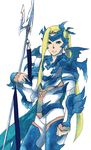  aqua_eyes armor bad_id bad_pixiv_id blonde_hair bzp cain_highwind cape dragoon final_fantasy final_fantasy_iv final_fantasy_iv_the_after long_hair male_focus polearm ponytail smile solo spear spoilers standing weapon 