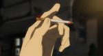  animated animated_gif cigarette crushing durarara!! heiwajima_shizuo lowres pencil spoon 
