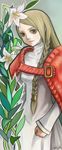  blonde_hair braid brown_eyes cape dress female final_fantasy final_fantasy_tactics flower gradient gradient_background highres long_hair ovelia_atkascha shioh single_braid solo 