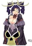  bleach bleach:_zanpakutou_ibun_hen bone breasts cleavage commentary_request cosplay drill_hair eyepatch fusion hyuuga_hinata japanese_clothes katen_kyoukotsu katen_kyoukotsu_(cosplay) kimono large_breasts naruto naruto_(series) personification purple_hair sakuama short_twintails skull solo twintails white_eyes 