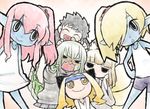  5girls bad_id bad_pixiv_id blonde_hair blue_skin blush character_request dragon_girl dragon_tail green_skin monster_girl multiple_girls muta_ninini original pink_hair pointy_ears ryuujin_no_senpai tail ume_(noraneko) 