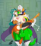  angel_blade anthro armor balls big_breasts boots breasts cape cosplay cum cum_inside cumshot elbow_gloves erection gloves green_eyes green_skin hair herm huge_breasts intersex jennifah kissing knee_boots line long_hair mask nipples orgasm penetration penis phantom_lady pussy pzero sex size_difference spreading suit sydak tail umbri vaginal vaginal_penetration wide_hips 