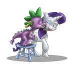  batlover800 couple dragon duo equine eyeshadow female feral friendship_is_magic horn horse kissing makeup male mammal my_little_pony plain_background pony rarity_(mlp) scalie spike_(mlp) stool transparent_background unicorn 