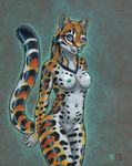  blue_eyes blue_nipples breasts cute feline female kacey mammal nipples nude ocelot solo 