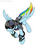 equine female feral friendship_is_magic fur helmet horse mammal my_little_pony pegasus plain_background pony rainbow_dash_(mlp) solo the-chaos-theory white_background wings 
