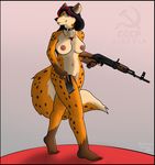  &#9792; &hearts; &lt;3 ? ak-47 anthro assault_rifle breasts canine collar dickgirl eyewear fox glasses gun helena helena_lachette hybrid hyena intersex kalashnikov lachette mammal nail_polish necklace nipples nude penis ranged_weapon ring solo spotted toe_nail_polish toenail_polish transgender weapon 