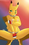  breasts collar covering covering_self female gloves lapinstein nintendo nipples pikachu pok&#233;mon pok&#233;morph pok&eacute;mon pok&eacute;morph solo video_games 
