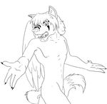  anthro canine dog feline gur_bardolf hair hi_res hybrid kitpup lion lionsilverwolf lionwolf male mammal nipples nude penis plain_background solo standing strut tail white_background wings wolf 