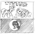  black_and_white comic elosande equine female feral fluttershy_(mlp) friendship_is_magic greyscale horn mammal monochrome moon my_little_pony pegasus pencils twilight_sparkle_(mlp) unicorn wings 