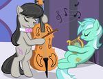  cello equine female feral friendship_is_magic horn horse lyra_(mlp) lyra_heartstrings_(mlp) lyre mammal musical_instrument my_little_pony octavia_(mlp) pony unicorn unknown_artist 