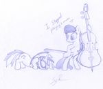  bow_tie cello cutie_mark equine female feral friendship_is_magic hair horn horse humor long_hair mammal monochrome musical_instrument my_little_pony octavia_(mlp) plain_background pony short_hair unicorn unknown_artist vinyl_scratch_(mlp) white_background 