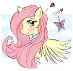  &hearts; arthropod blue_eyes butterfly collar equine female feral fluttershy_(mlp) friendship_is_magic hair insect joakaha mammal my_little_pony pegasus pink_hair wings yay 