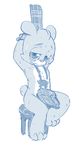  bear_nuts blue_and_white clothing gay_bear hat leosaeta male mammal monochrome plain_background scarf seth-iova solo white_background 