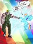  annoying_watermark bro_hoof crossover equine female feral fist_bump friendship_is_magic guile horse human male my_little_pony pegasus pony rainbow_dash_(mlp) street_fighter tofutiles video_games watermark 