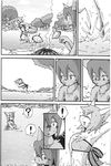  anthro comic female greyscale lake male mammal mikazuki_karasu monochrome plain_background souiu_otoshigoro straight white_background 